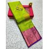 Lime green and Rhubarb pink kanchipuram silk saree - image 3 | Saree Palace Germany
