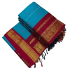 Blue cotton saree with red boarder - image 3 | Saree Palace Germany