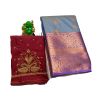 - Kanchivaram silk saree in blue dual tone with aari work blouse - image 3 | Saree Palace Germany | Bazaa