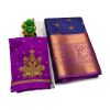 - Copper jari blue kanchipuram silk saree with aari work blouse - image 3 | Saree Palace Germany | Bazaa