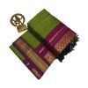 Dark green cotton saree purple boarder - image 3 | Saree Palace Germany