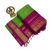 Green cotton saree with majenta boarder - image 3 | Saree Palace Germany