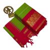 Light green cotton saree with red boarder - image 3 | Saree Palace Germany