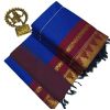 Navy blue saree with maroon boarder - image 3 | Saree Palace Germany