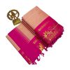 Peach pink cotton saree with dark pink boarder - image 3 | Saree Palace Germany
