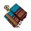 Sky blue cotton saree with maroon boarder - image 3 | Saree Palace Germany