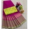 - Chettinad Cotton Sarees With Intricate Woven Jari Border with blouse - image 3 | Indi Store | Bazaa