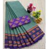 - Chettinad Cotton Sarees With Intricate Woven Jari Border with blouse - image 3 | Indi Store | Bazaa