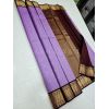 - Purple with Brown Border Kanchipuram Silk Saree - image 1 | Mangalyam | Bazaa