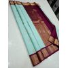 - Sky Blue with Violet Border Kanchipuram Silk Saree - image 1 | Mangalyam | Bazaa