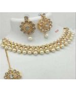 - White Pearl & Gold Stone Jewellery Set - image 3 | Saree Palace Germany | Bazaa