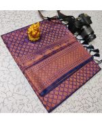 Dark blue Kanchipuram silk saree - image 3 | Saree Palace Germany