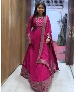 - Fuchsia pink color georgette anarkali suit - image 9 | Saree Palace Germany | Bazaa