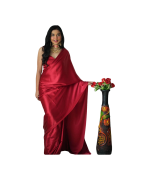 Gorgeous Elegant Georgette Dark Red Silk Saree - image 3 | Saree Palace Germany