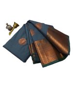 - Grey Soft Pattu Saree - image 3 | Saree Palace Germany | Bazaa