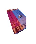 - Light Blue & Dark Pink Semi Soft Silk Saree - image 3 | Saree Palace Germany | Bazaa