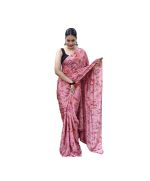 - Reddish pink Moss chiffon printed saree - image 3 | Saree Palace Germany | Bazaa