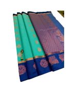 - First quality kottanchi caribbean blue sarees With big dark blue border and contrast pallu &blouse - image 3 | Princess Fashion | Bazaa