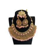 - Gold With Pink Choker Necklace Set - image 3 | Saree Palace Germany | Bazaa