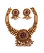 - Maroon Stone Kundan Necklace Set - image 3 | Saree Palace Germany | Bazaa