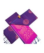 Purple and magenta Soft silk sarees with very rich butta embossed silk sarees - image 3 | Princess Fashion