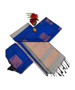 Royal blue and ash Soft silk sarees with very rich butta embossed silk sarees - image 3 | Princess Fashion