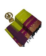 - Apple Green & Purple Silk Cotton Saree - image 3 | Saree Palace Germany | Bazaa