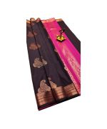 Banarasi katan silk saree in brown and pink - image 3 | Saree Palace Germany