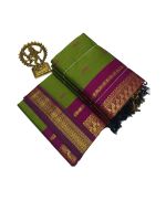 Dark green cotton saree purple boarder - image 3 | Saree Palace Germany