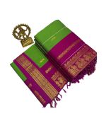 - Green cotton saree with majenta boarder - image 3 | Saree Palace Germany | Bazaa