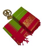 Light green cotton saree with red boarder - image 3 | Saree Palace Germany