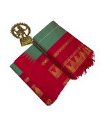 - Mist green cotton saree with red boarder - image 3 | Saree Palace Germany | Bazaa