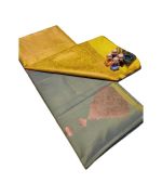 - Olive green and yellow silk saree - image 3 | Saree Palace Germany | Bazaa