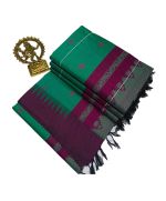 - Parrot green cotton saree with majenta boarder - image 3 | Saree Palace Germany | Bazaa