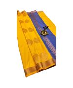 - Pure kanchivaram pattu silk saree in yellow and blue - image 3 | Saree Palace Germany | Bazaa