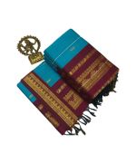 - Sky blue cotton saree with maroon boarder - image 3 | Saree Palace Germany | Bazaa