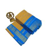 Yellow cotton saree with light blue boarder - image 3 | Saree Palace Germany