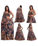 New Eid Collection Trendy Women's Dove Blue Organza Silk Embroidered Lehenga - image 3 | Saree Palace Germany