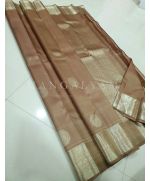 - Light Brown with Silver Border Saree - image 1 | Mangalyam | Bazaa