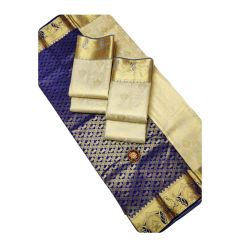 - Half White with Blue Soft Silk Saree - image 3 | Saree Palace Germany | Bazaa
