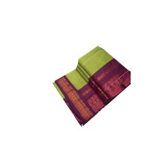 - Light green cotton saree with dark purple boarder - image 3 | Saree Palace Germany | Bazaa