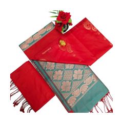 - Cherry red Soft silk sarees with very rich butta embossed silk sarees - image 3 | Princess Fashion | Bazaa