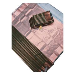 - Copper and black Bridal soft silk sarees with contrast blouse and pallu - image 3 | Princess Fashion | Bazaa