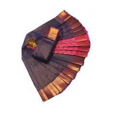 - Dark blue Elite bridal silk saree with silver jari & golden Jari - image 3 | Princess Fashion | Bazaa