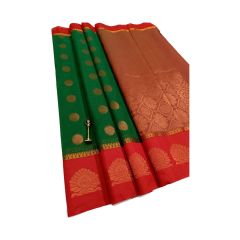 - First quality kottanchi Green sarees With big red border and contrast pallu &blouse - image 3 | Princess Fashion | Bazaa