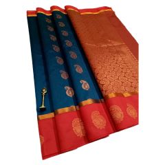 - First quality kottanchi navy blue sarees With big border and contrast pallu &blouse - image 3 | Princess Fashion | Bazaa