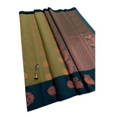 - First quality kottanchi pista green saree With big dark green border and contrast pallu &blouse - image 3 | Princess Fashion | Bazaa