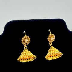 - Gold Plated Polki Kundan Jhumka - image 4 | Vastraany | Bazaa
