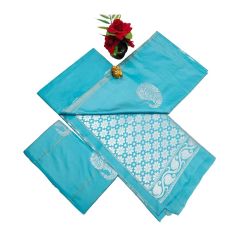 - Light blue and silver Soft silk sarees with very rich butta embossed silk sarees - image 3 | Princess Fashion | Bazaa
