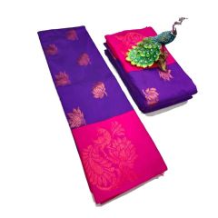 - Purple and pink Soft silk sarees with very rich butta embossed silk sarees - image 3 | Princess Fashion | Bazaa